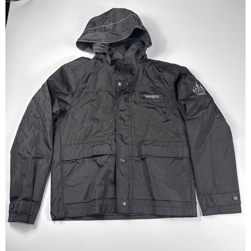 Disneyland Hong Kong Men XS Black Hooded Jacket Castle Embroidered‎